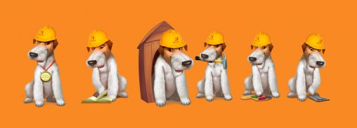 Флэш-анимация псов для сайта Бригады N1
