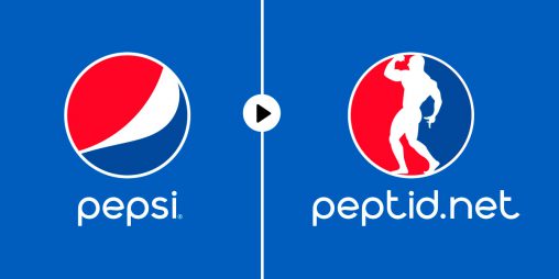 Дизайн шуточного логотипа для интернет-магазина Peptid.net как пародия на логотип Pepsi